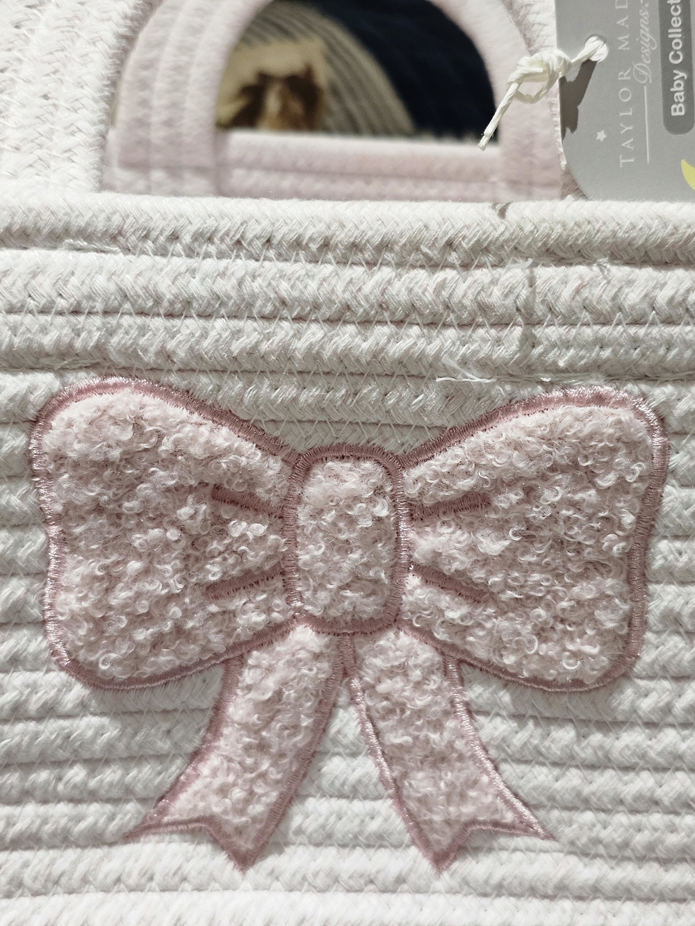 Pink Bow Rope Storage Caddy, NWT - Picture 2 of 9